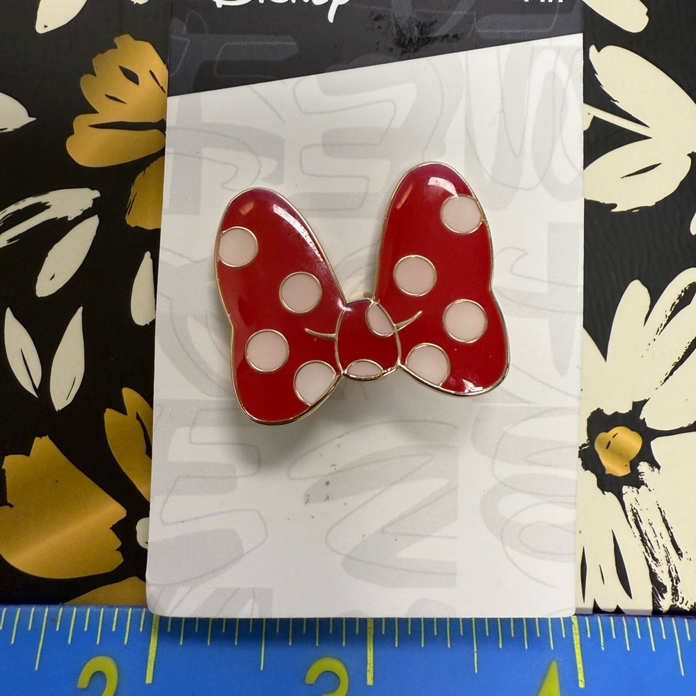 Disney Red Polka Dot Enamel Bow Lapel Pin NWT